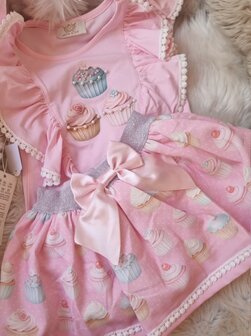 Setje Top en rok cupcake roze 