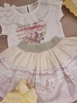 Setje Top en rok Beige schelp 