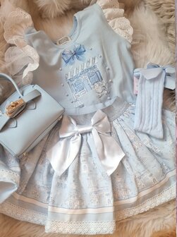Setje top en rok blauw boetiek