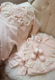 Babyset oud roze knit 