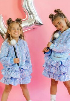 Setje voor meisjes blauw glitter 