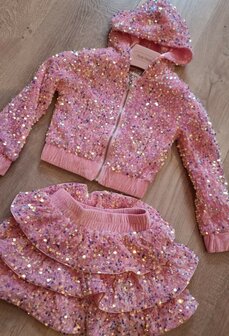 Setje voor meisjes roze glitter Luxe 