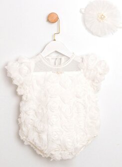 Flower romper ivoor 