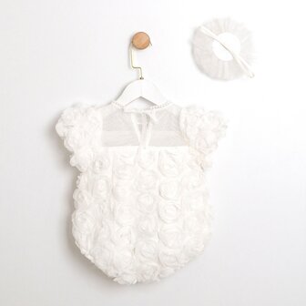 Flower romper ivoor 