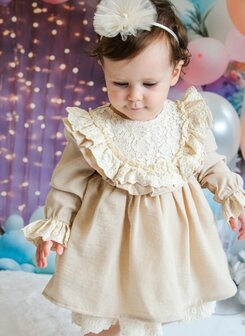 Baby jurk Beige Cammelia lange mouw 