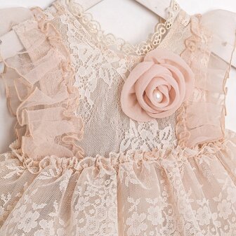 Kanten baby Romper jurkje beige champagne 