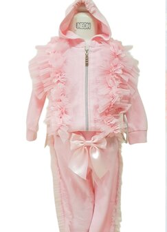 Jogging set ruffle roze 