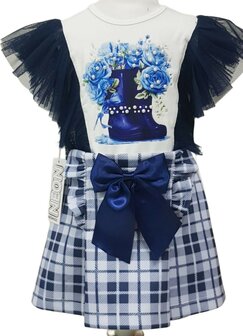 Setje top en rok kaplaarsjes blauw Neon Kids 