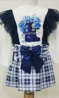 Setje top en rok kaplaarsjes blauw Neon Kids 