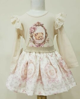 Setje top en rok beertje beige 