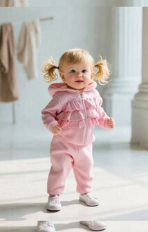 Jogging set roze little girl ruffle  74 tm 104