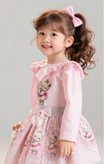 Neon setje bear pink rok en longsleeve 
