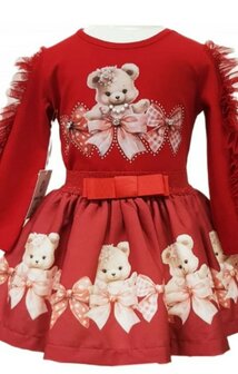 Neon setje bear rood rok en longsleeve 