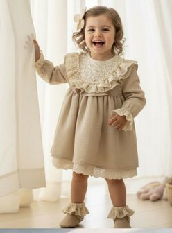 Baby jurk Beige Cammelia lange mouw 