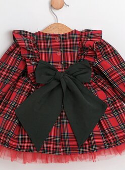 Feestjurk rood met strik 74 tm 98