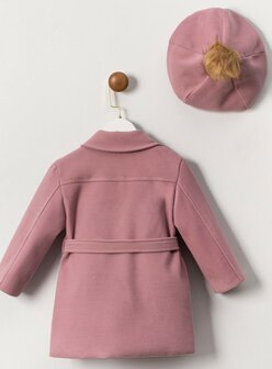 Manteljas voor meisjes oud roze met bijpassende baret 