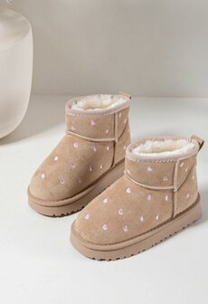 WinterBoots beige met hartjes 