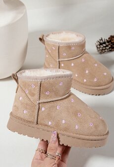 WinterBoots beige met hartjes 