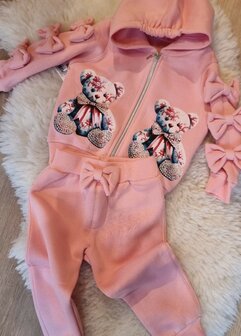 Jogging set ruffle roze 