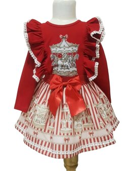 Setje top en rok carosel red 