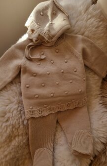 Setje 3delig knit beige babygirl   
