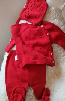 Setje 3delig knit rood babygirl   