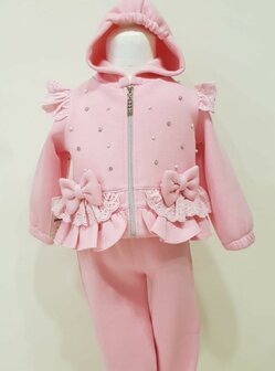 Jogging set roze little girl ruffle  74 tm 104