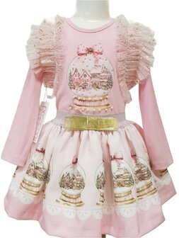 Setje top en rok Sneeuwbal roze 