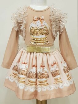 Setje top en rok Sneeuwbal beige 