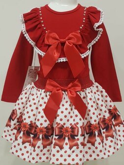 Setje top en rok strik rood 