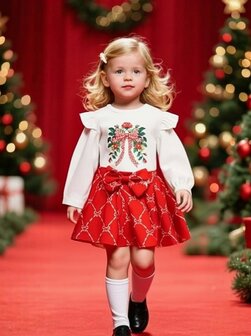 Setje top en rok xmas red 