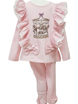 Setje legging met tuniek rood carrousel