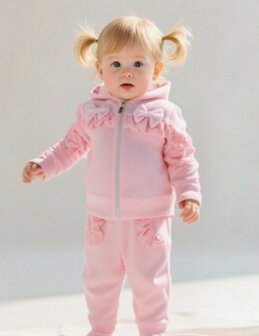 Jogging set roze little girls 2 ruffle  74 tm 104