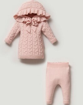 luxe babytrui met broekje set knit gebreid oud roze 