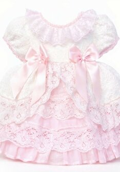 kanten jurk roze wit 