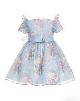 Meisjes Bloemen jurk blauw met haarband 