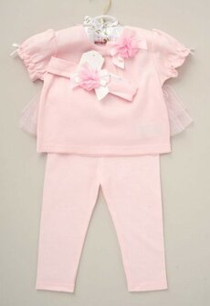 setje roze compleet met haarband 