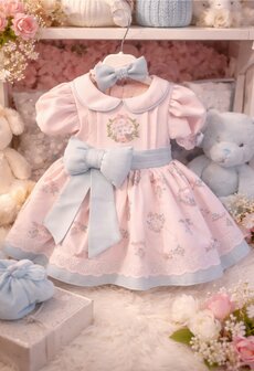 Jurk Lente roze blauw 