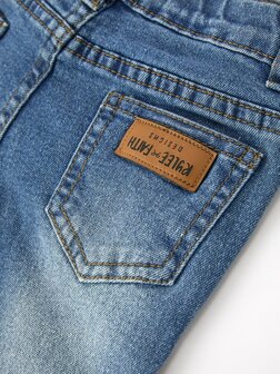 Flairpants Meisjes denim boek met ruches en uitlopende pijpen
