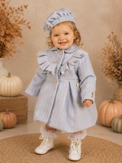 Mantel jas blauw ruffle met Barret 