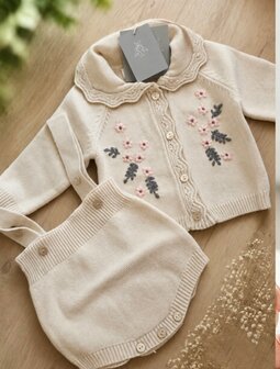 Ultra zachte Cardigan set Beige Little flower 