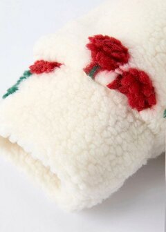 Kersenrode Pluchen Jas voor Meisjes &ndash; Rits Winterjas