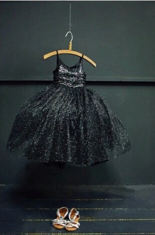 Black Zilver Sequin Prinses Feestjurk 98-146 