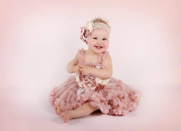 Luxe  baby jurk & meisje jurk By Meetje Dusty Pink Miracle Flower 56-158