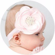 Baby haarband luxe bloem roze