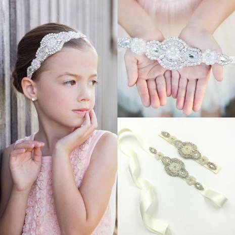 Luxe Rhinestone handgemaakte haarband + Ceintuur.