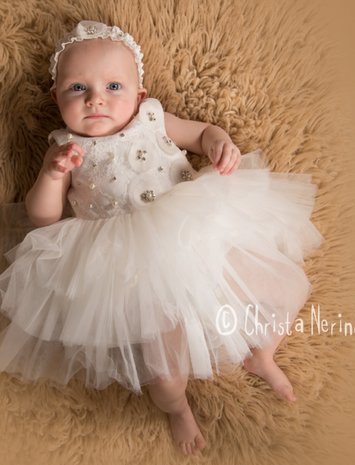 Baby jurk Bruiloft en feest Luxe Diana Ecru Exclusief 3-18 maanden 