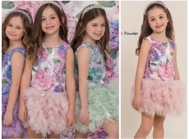 Feestjurk de luxe sequin Fantasy Flower poeder roze + Diadeem 2 tm 6 jaar