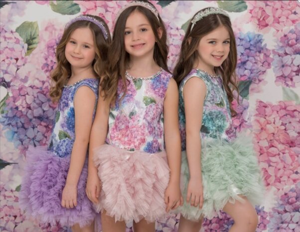 Feestjurk de luxe sequin Fantasy Flower poeder roze + Diadeem 2 tm 6 jaar