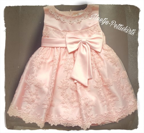 Baby jurk Peach roze floral dress 0-18 maanden 